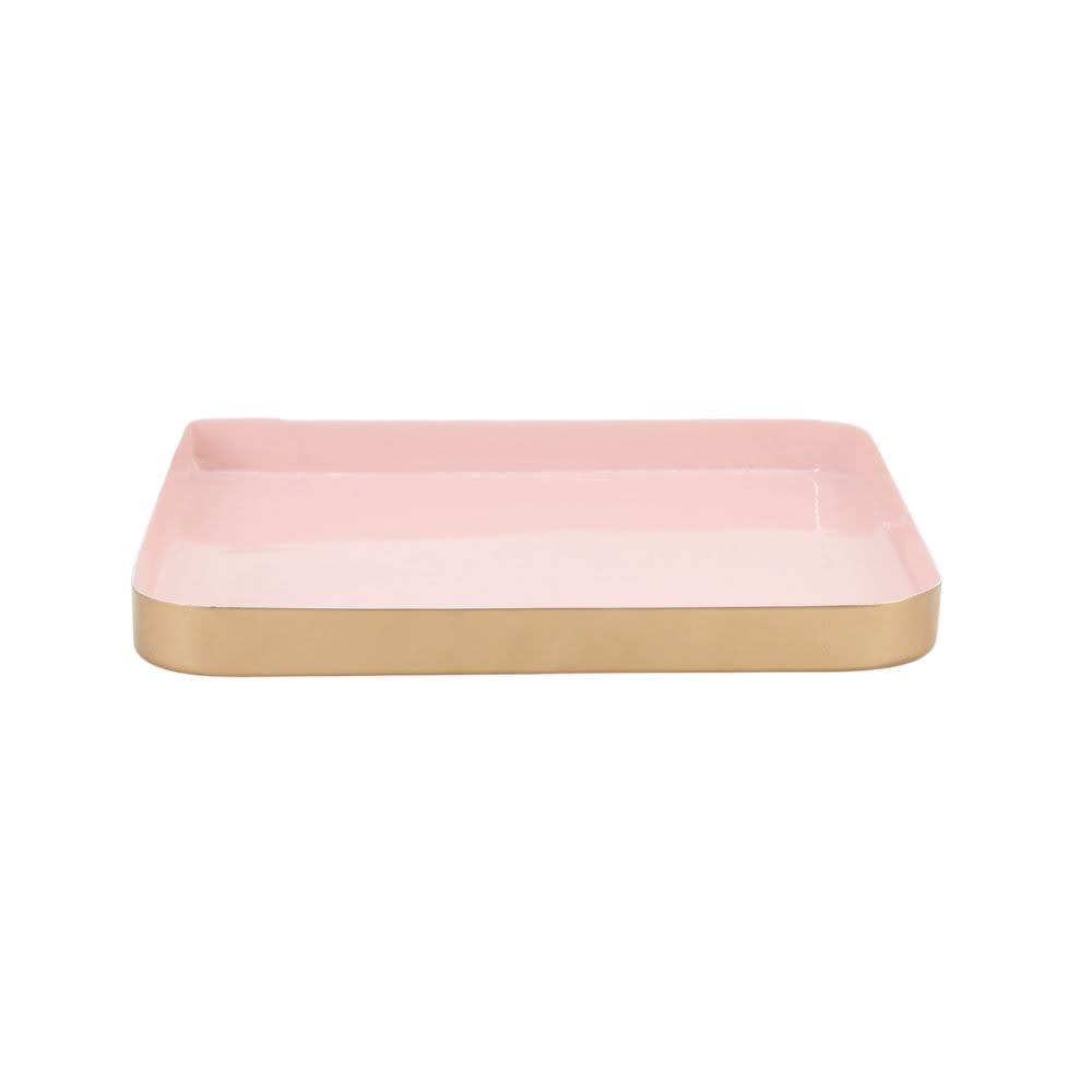 Plateau carré en fer rose 25x25cm