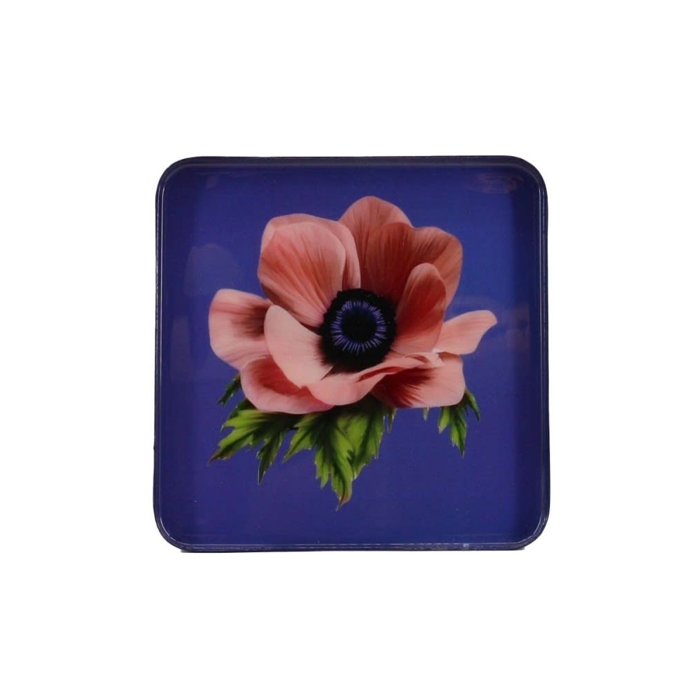 Plateau en acier laqué motif blossom 30x30cm