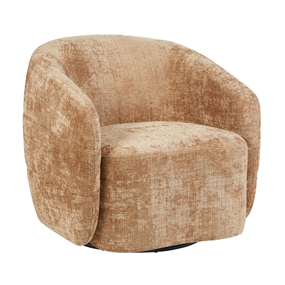 Fauteuil club pivotant en tissu chenille cannelle Fauteuil club pivotant en tissu chenille cannelle