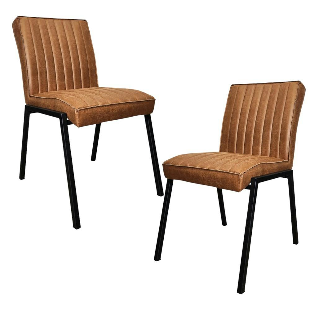 Chaise rembourrée à - cognac