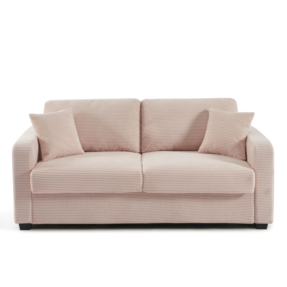 Canapé droit convertible - velours rose