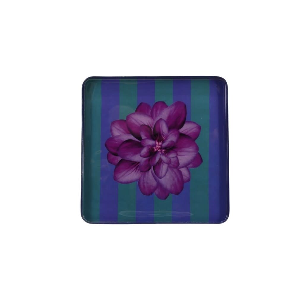 bandeja de acero lacado diseno florido 25x25cm