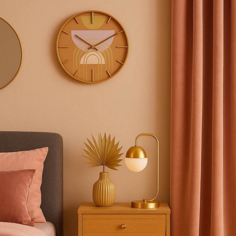 Horloge ronde fer doré motifs arches 40cm