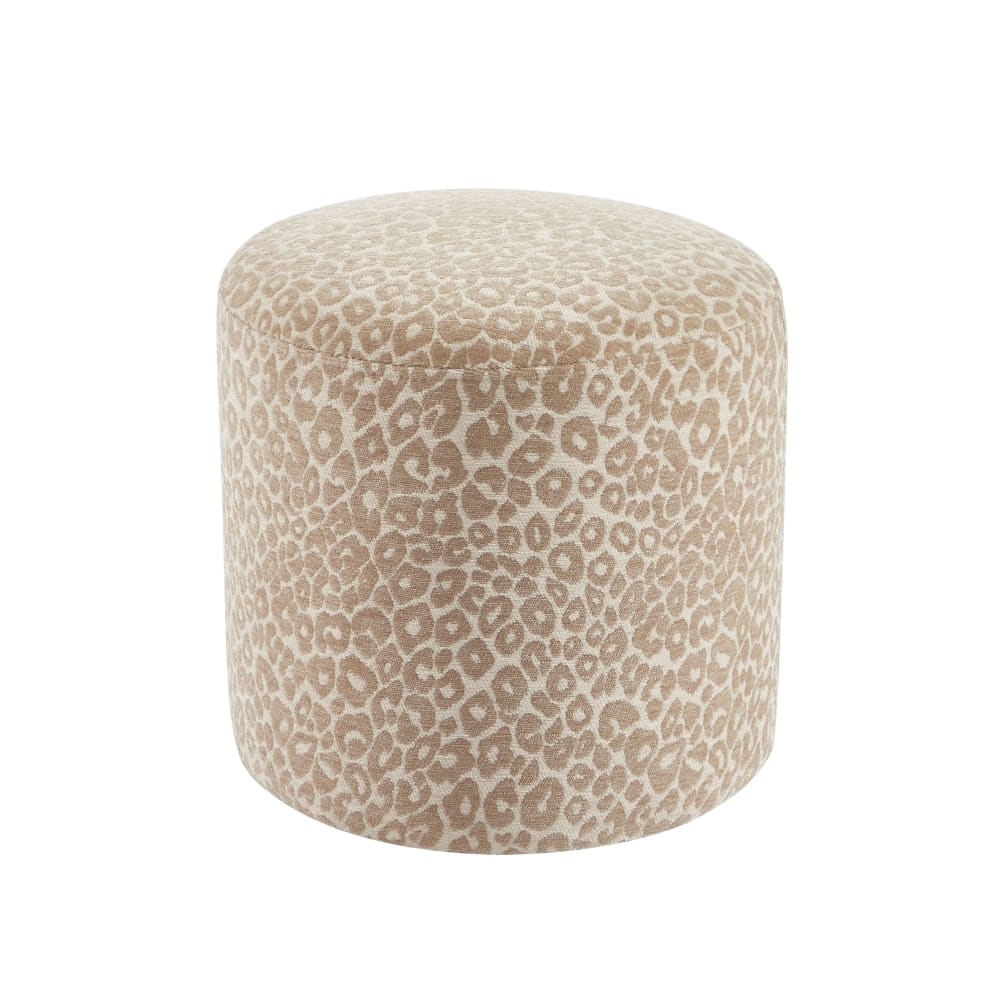 Pouf en tissu places imprimé léopard beige