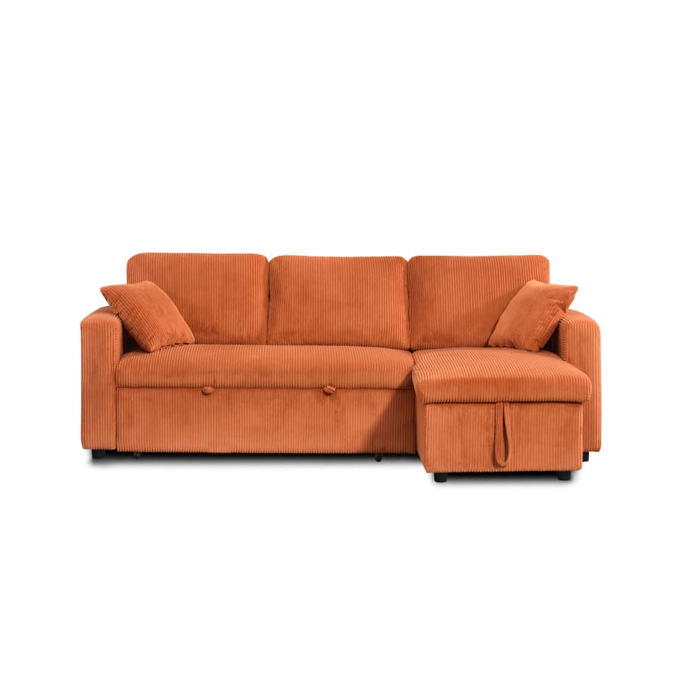 Canapé d'angle convertible - velours terracotta