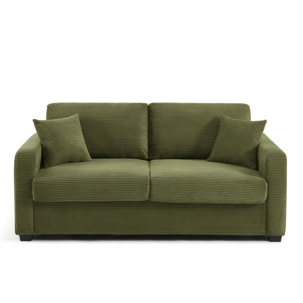 Canapé droit convertible - velours vert