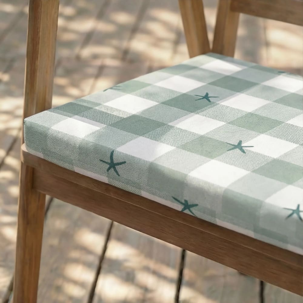 Coussin d’assise imperméable vert et blanc 40x40x5cm — vue 3