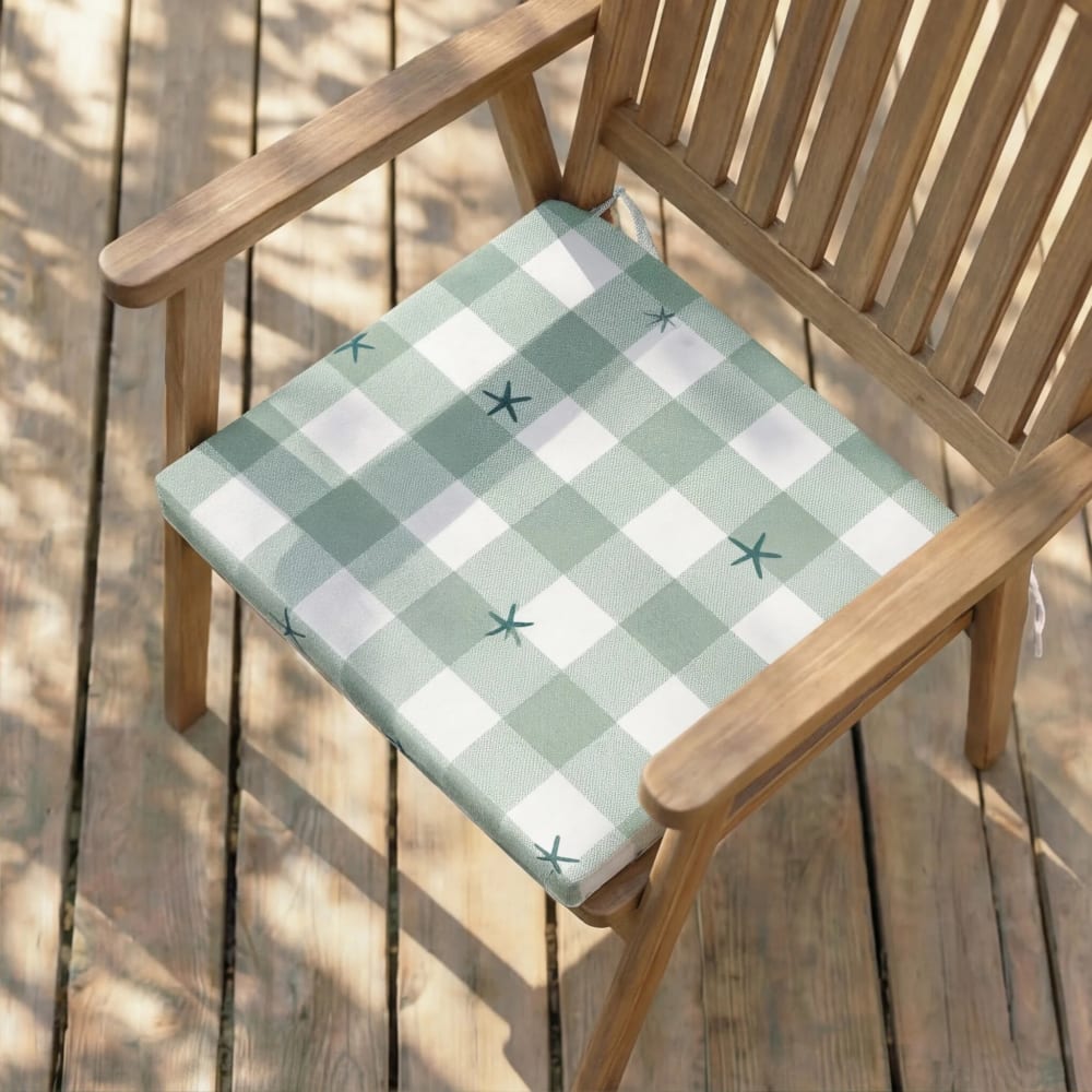 Coussin d’assise imperméable vert et blanc 40x40x5cm — vue 4