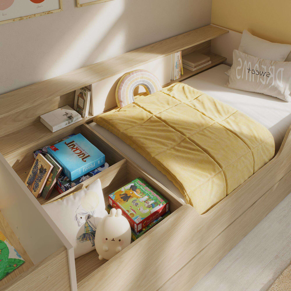 Lit évolutif et modulable effet bois clair couchage 90 x 140/200 (CAMIF) - Image 2