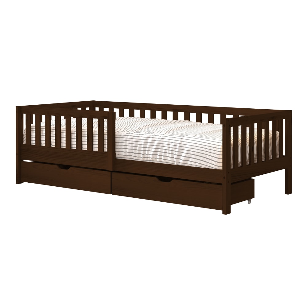 Kinderbett mit 2 Schubladen, Braun, ohne Matratze - 206 x 98 cm -