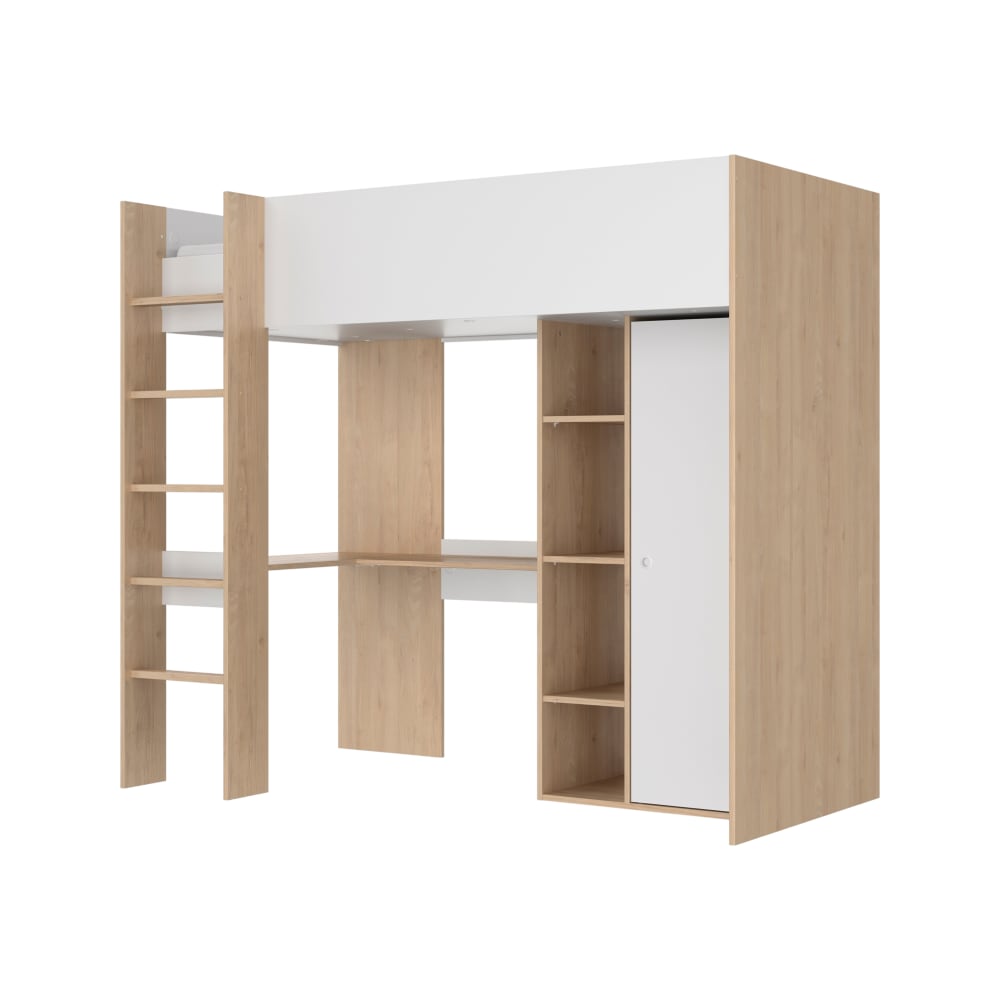 Lit mezzanine effet bois et blanc 90x200 cm (CAMIF) - Image 2