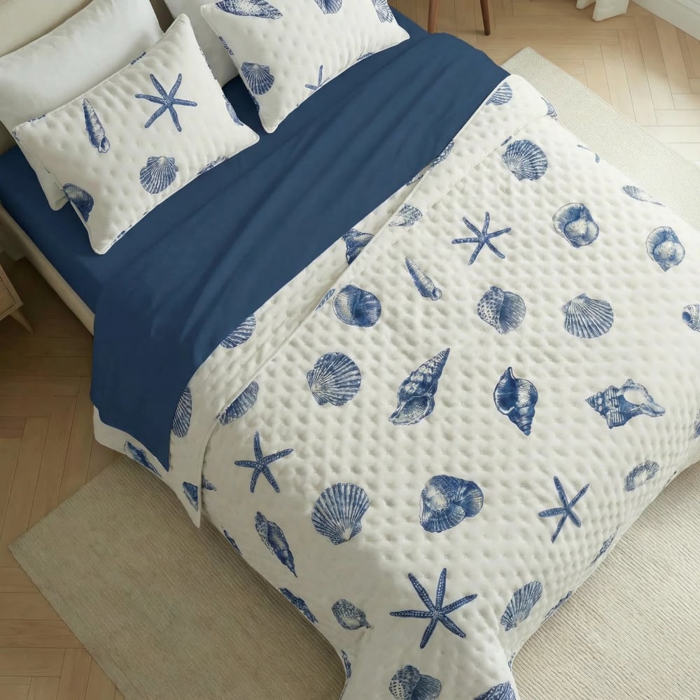 Couvre-lit imprimé extra doux blanc et bleu 180x270 cm Couvre-lit imprimé extra doux blanc et bleu 180x270 cm