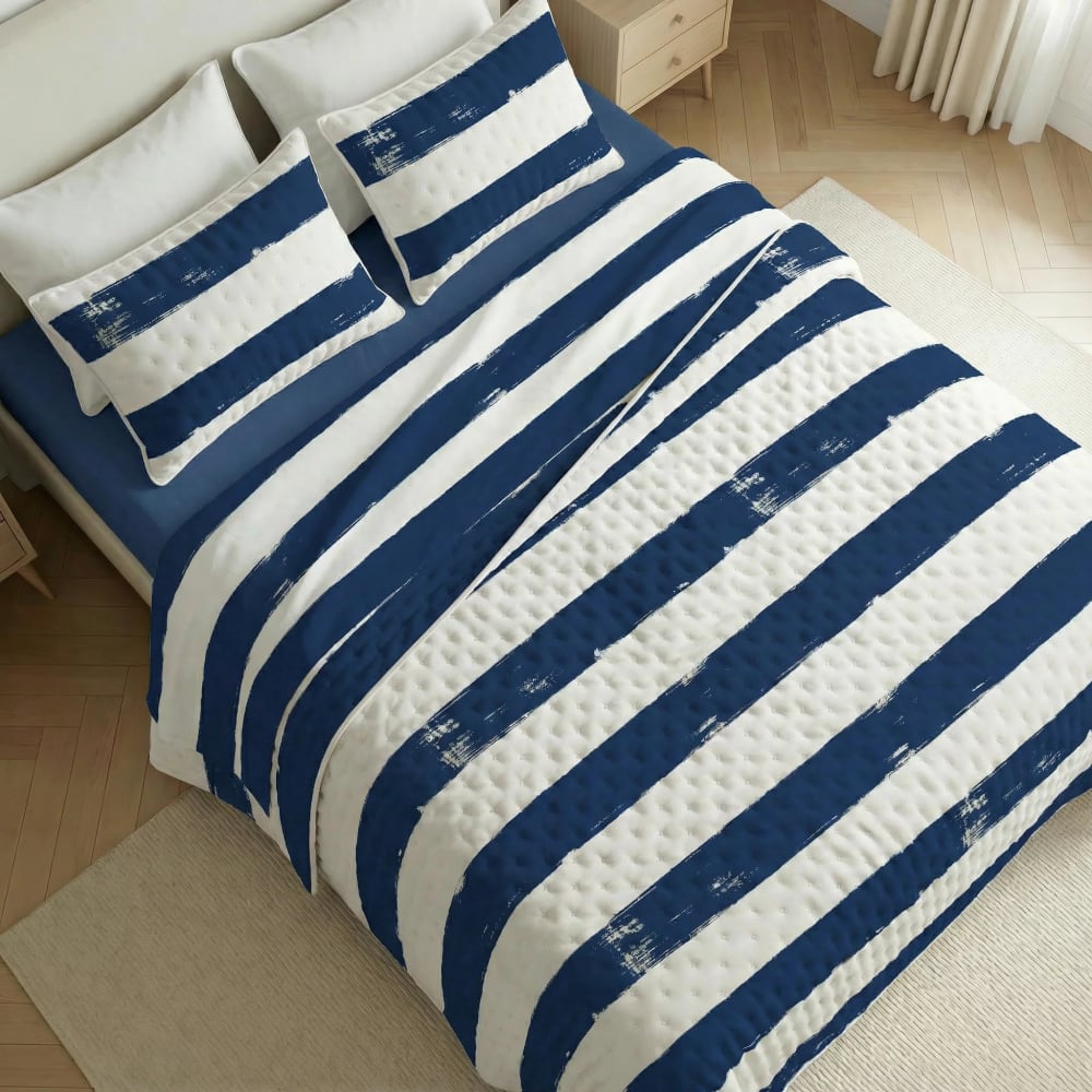 Extraweiche bedruckte Tagesdecke blau 235x270 cm - Maisons Du