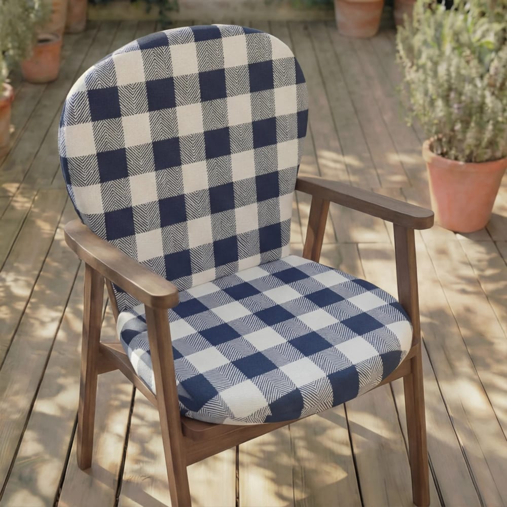 Wasserdichtes Kissen für Outdoor-Stühle blau und weiß 93x47x5 cm