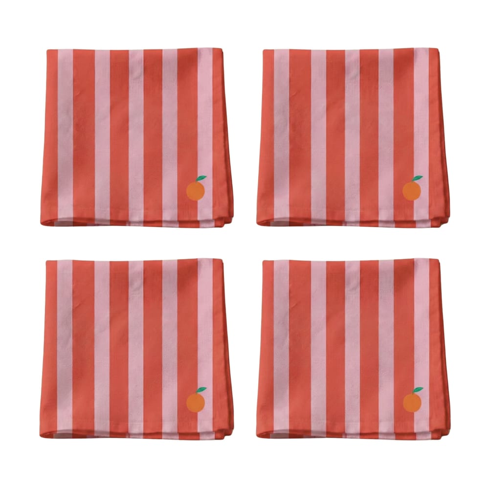 Serviettes 100% coton(x4) rose et rouge
