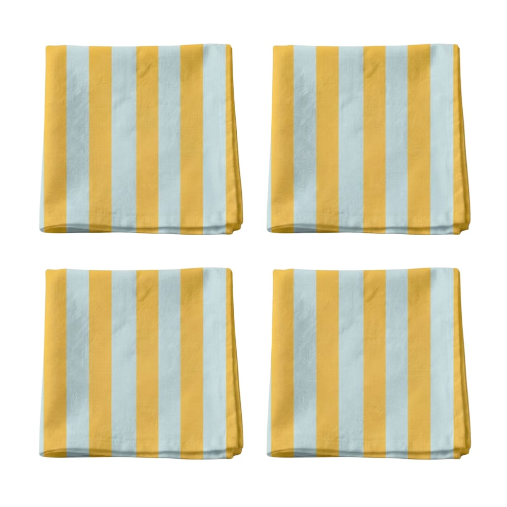 Serviettes 100% coton(x4) jaune et bleu