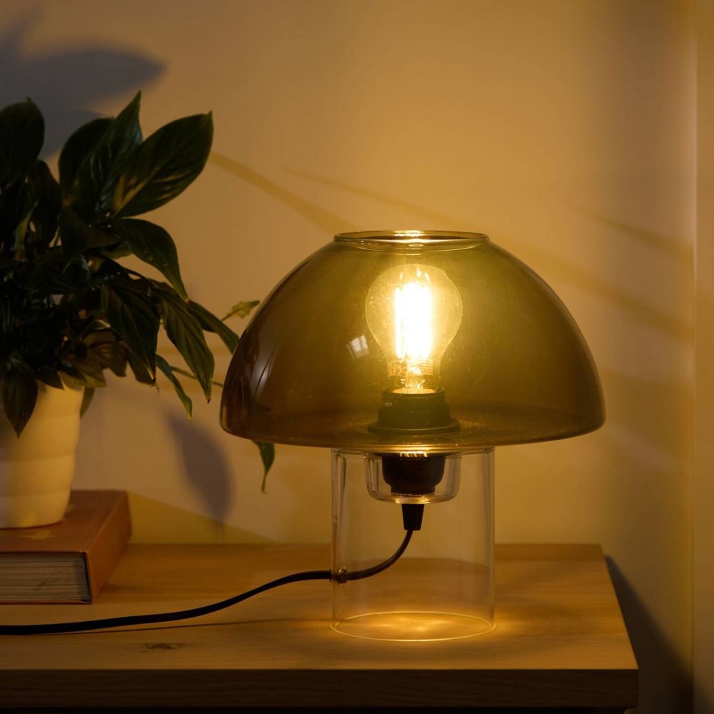 Lampe à poser champignon en verre ambré — vue 4