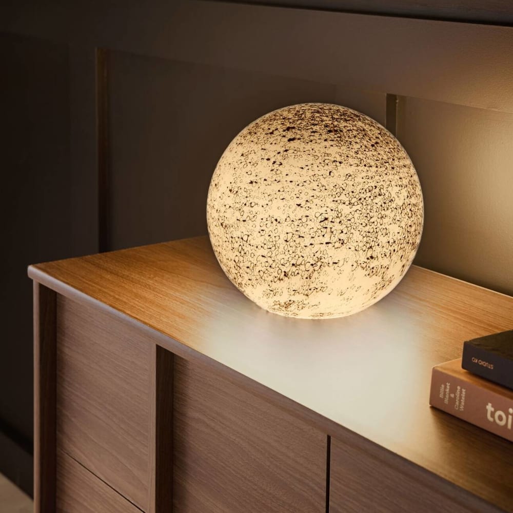 Lampe à poser en verre ronde beige et brun volcanique — vue 4