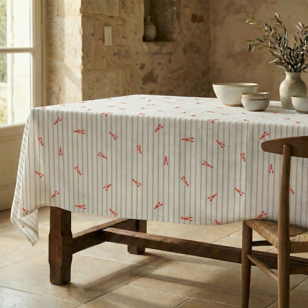Fleckenabweisende Tischdecke aus 100% Baumwolle beige 300x155 cm