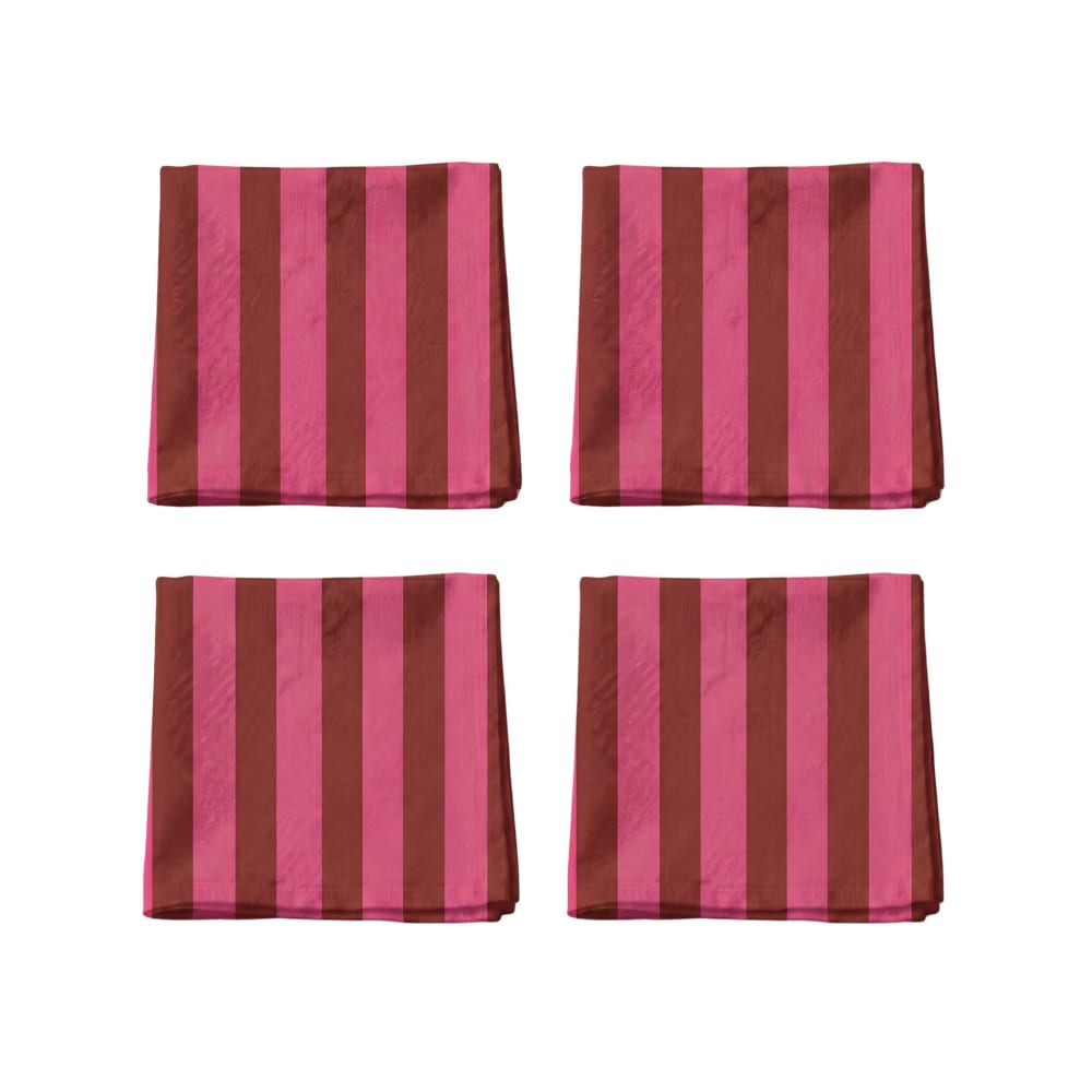 Serviettes 100% coton(x4) rose et rouge