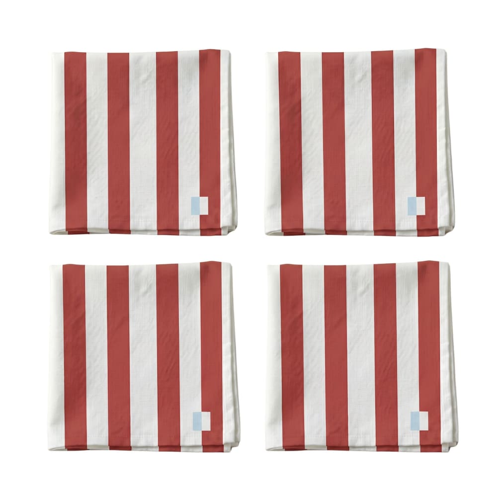 Serviettes 100% coton(x4) rouge et blanc