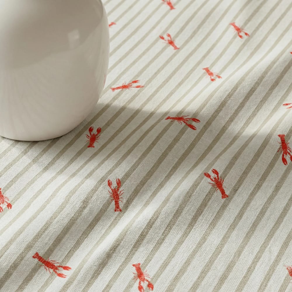 Runde fleckenabweisende Tischdecke beige und weiß Ø 190 cm -