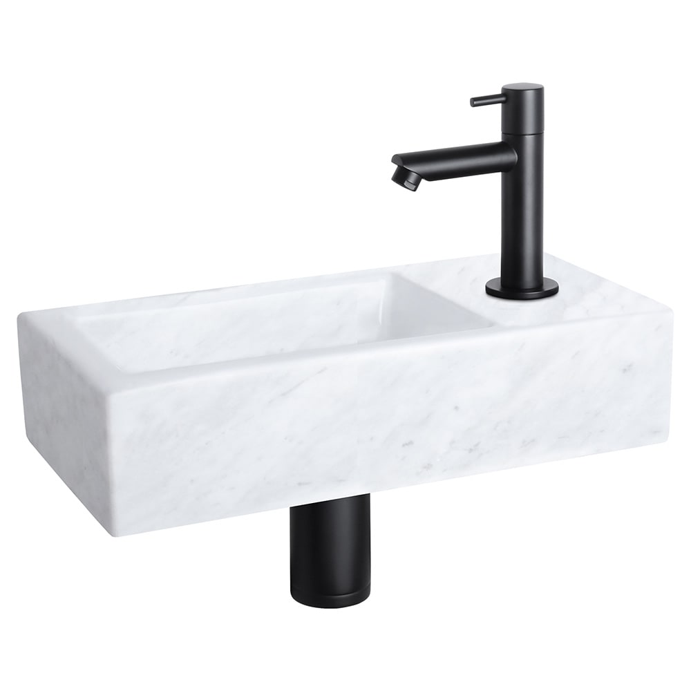 Lavabo blanc marbre h9.5xl37.5xl18.5cm