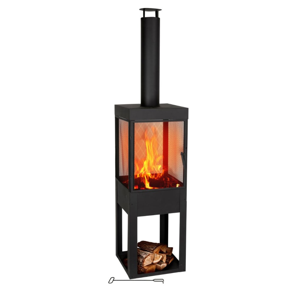BBQ Collection Feuerschale Schwarz Metall H194xB44xL47cm Schwarz Metall