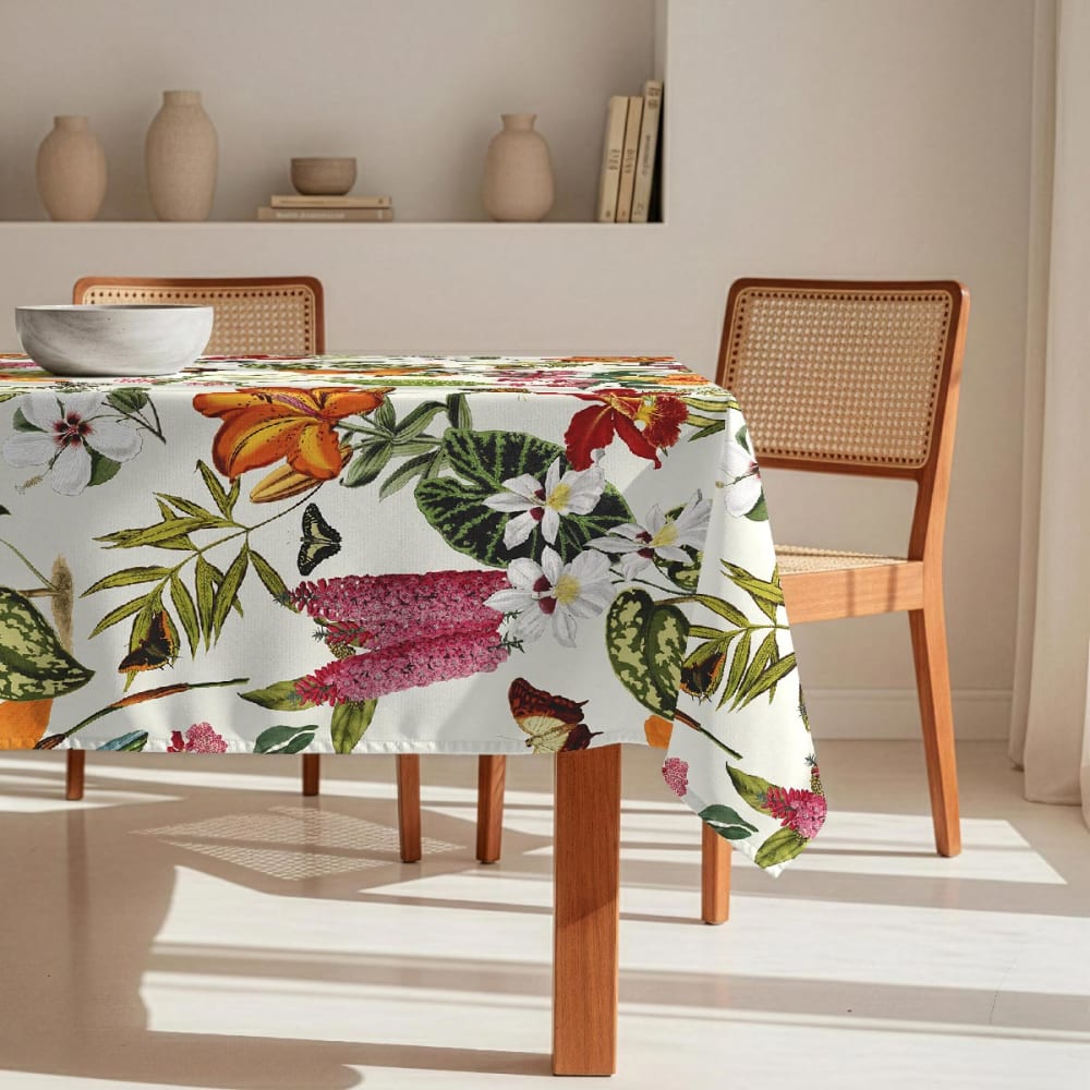 Fleckabweisende Tischdecke – 100 % Baumwolle, 150×150 cm -