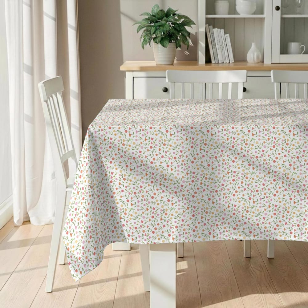Fleckabweisende Tischdecke – 100 % Baumwolle, 140×140 cm -