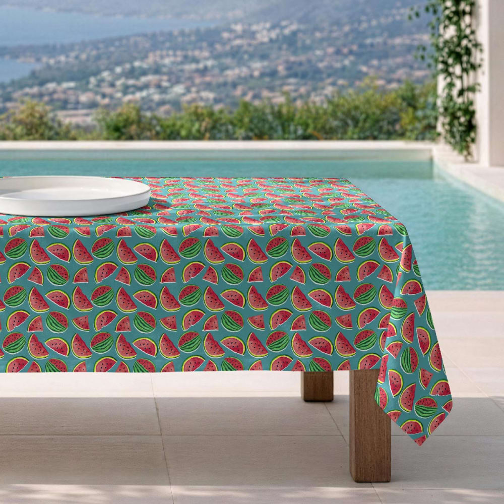 Fleckabweisende Tischdecke – 100 % Baumwolle, 140×140 cm -