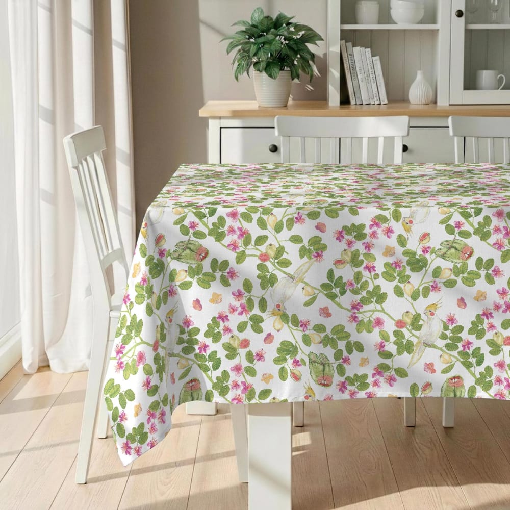 Fleckabweisende Tischdecke – 100 % Baumwolle, 150×150 cm -