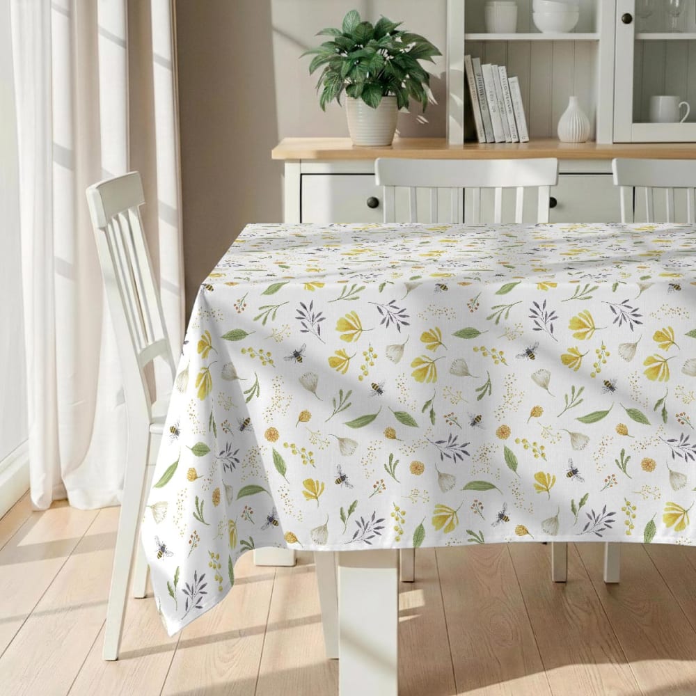 Fleckabweisende Tischdecke – 100 % Baumwolle, 150×150 cm -