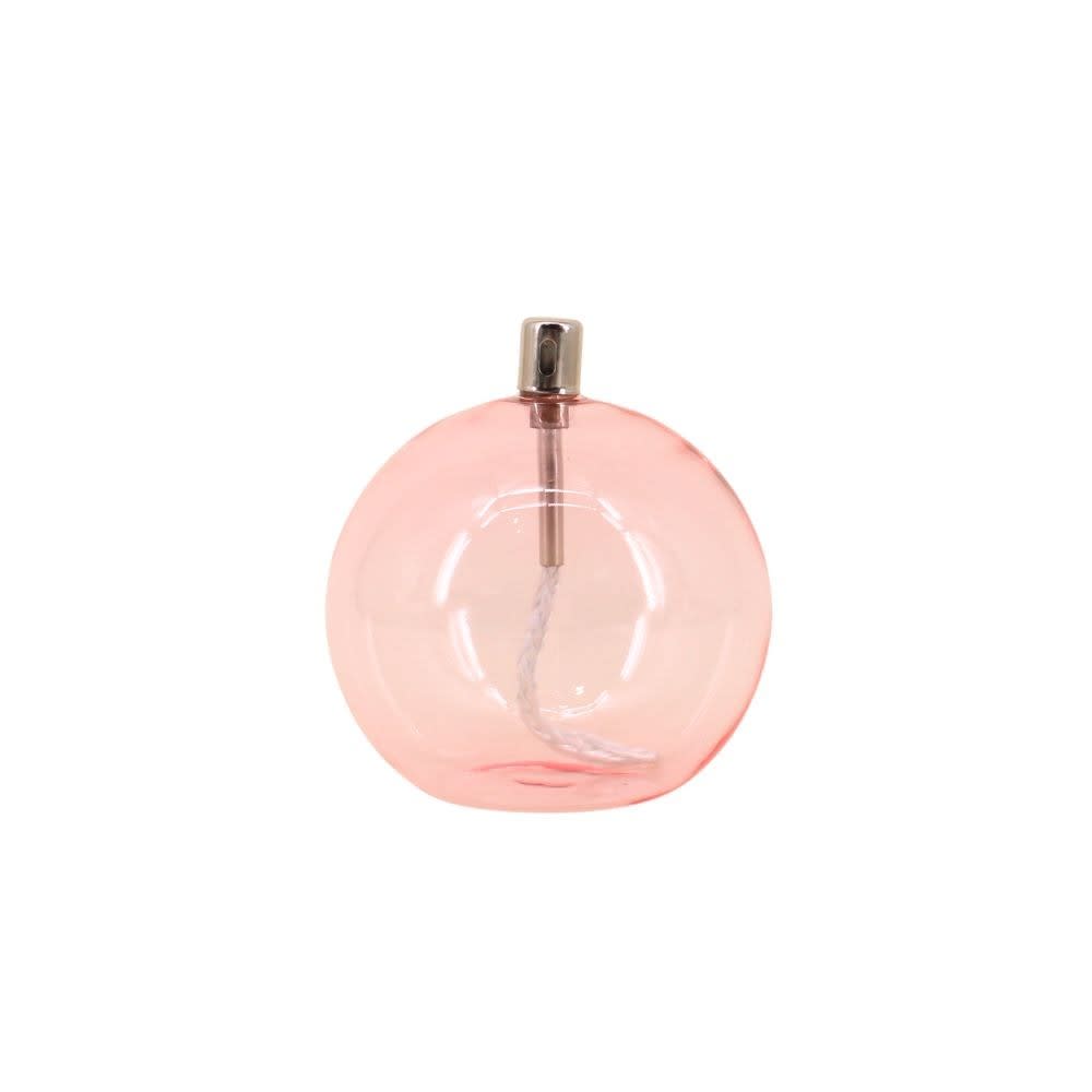 Lampe à huile sphère en verre soufflé rose 13cm