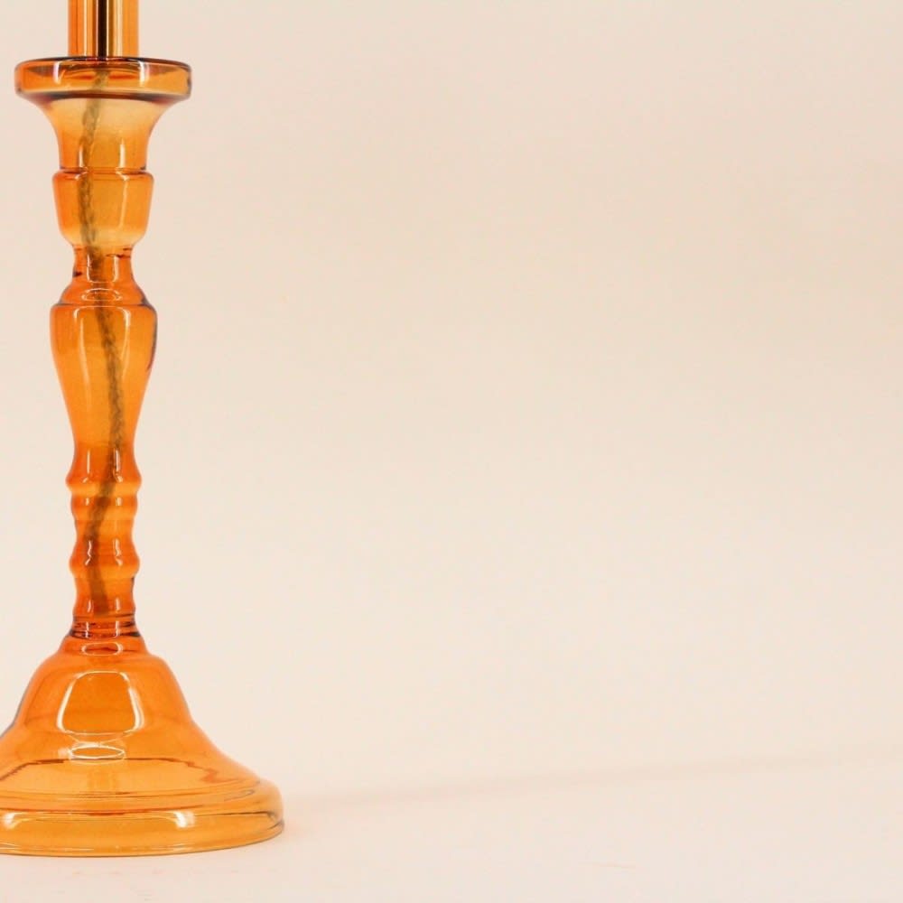 Lampe à huile chandelier en verre soufflé orange 34cm — vue 3