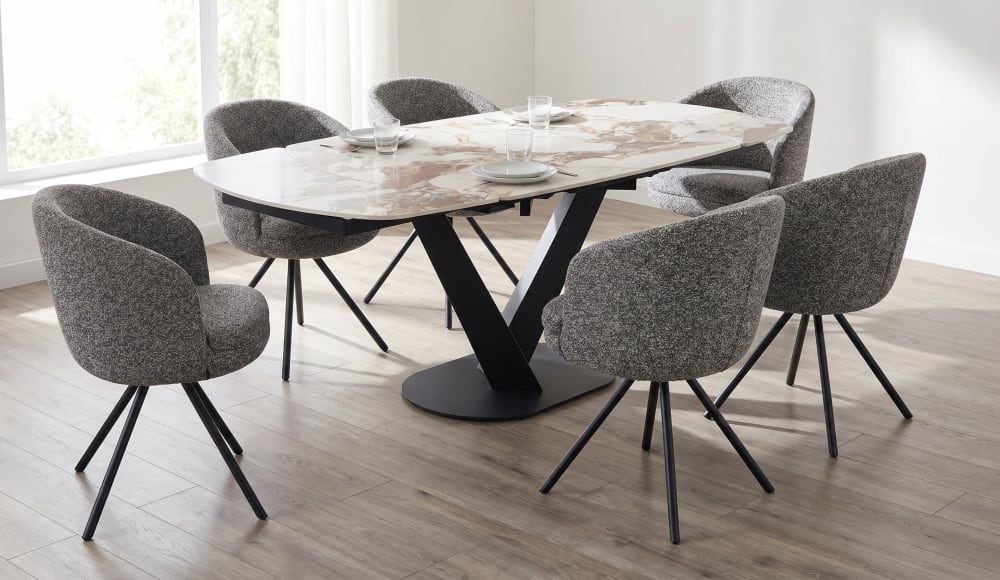 Ausziehbarer Tisch 120/160 x 90 cm mit Keramikplatte - Maisons Du