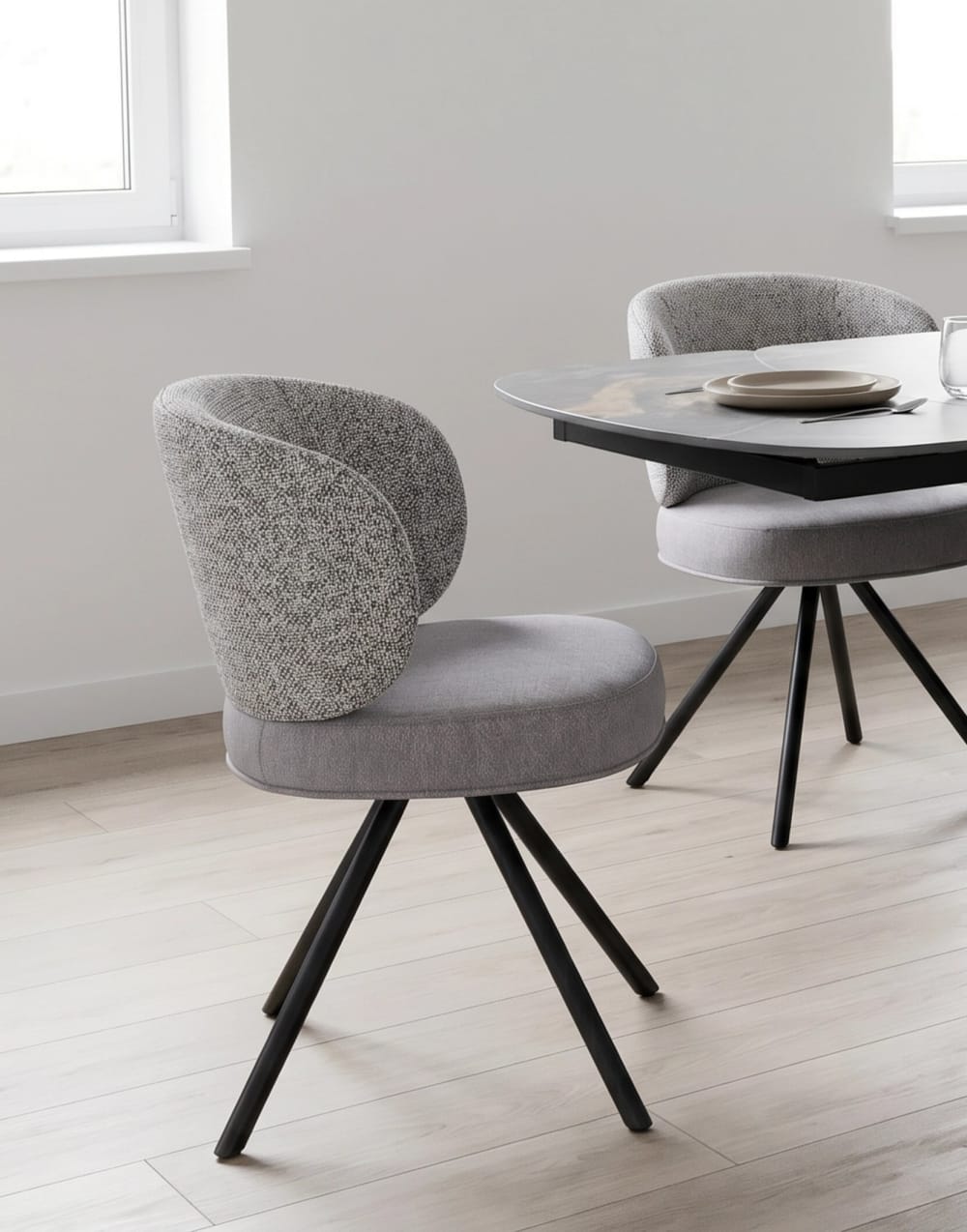 4er-Set gepolsterte Stühle, zweifarbig Grau - Maisons Du Monde