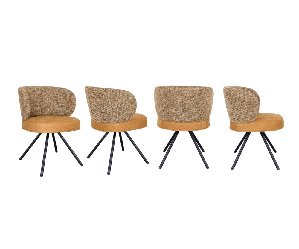 Lot de 4 chaises rembourrées - camel