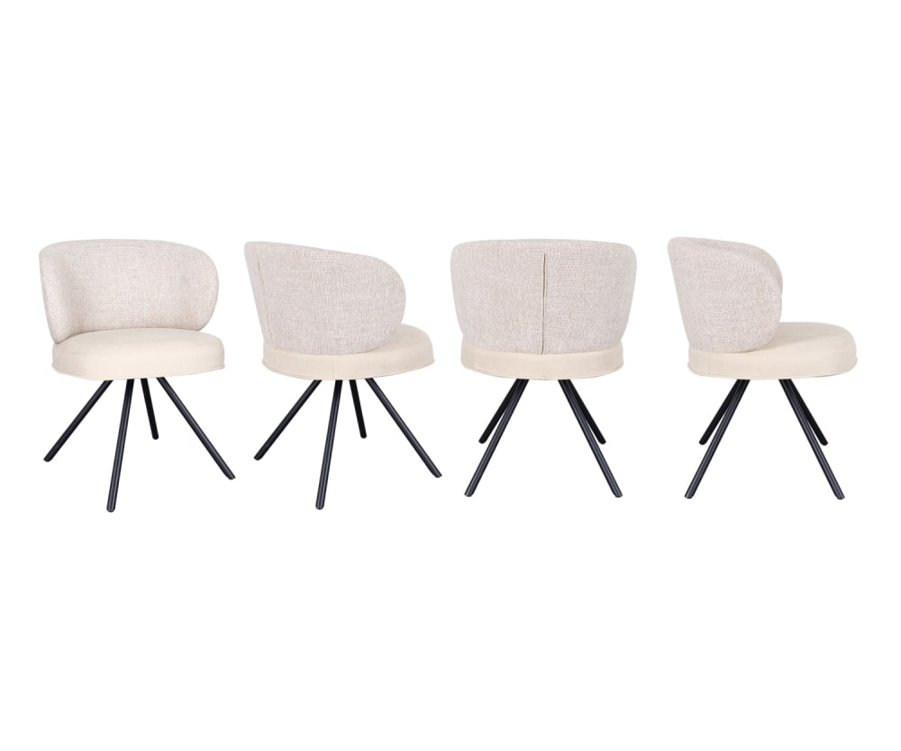 Lot de 4 chaises rembourrées - beige