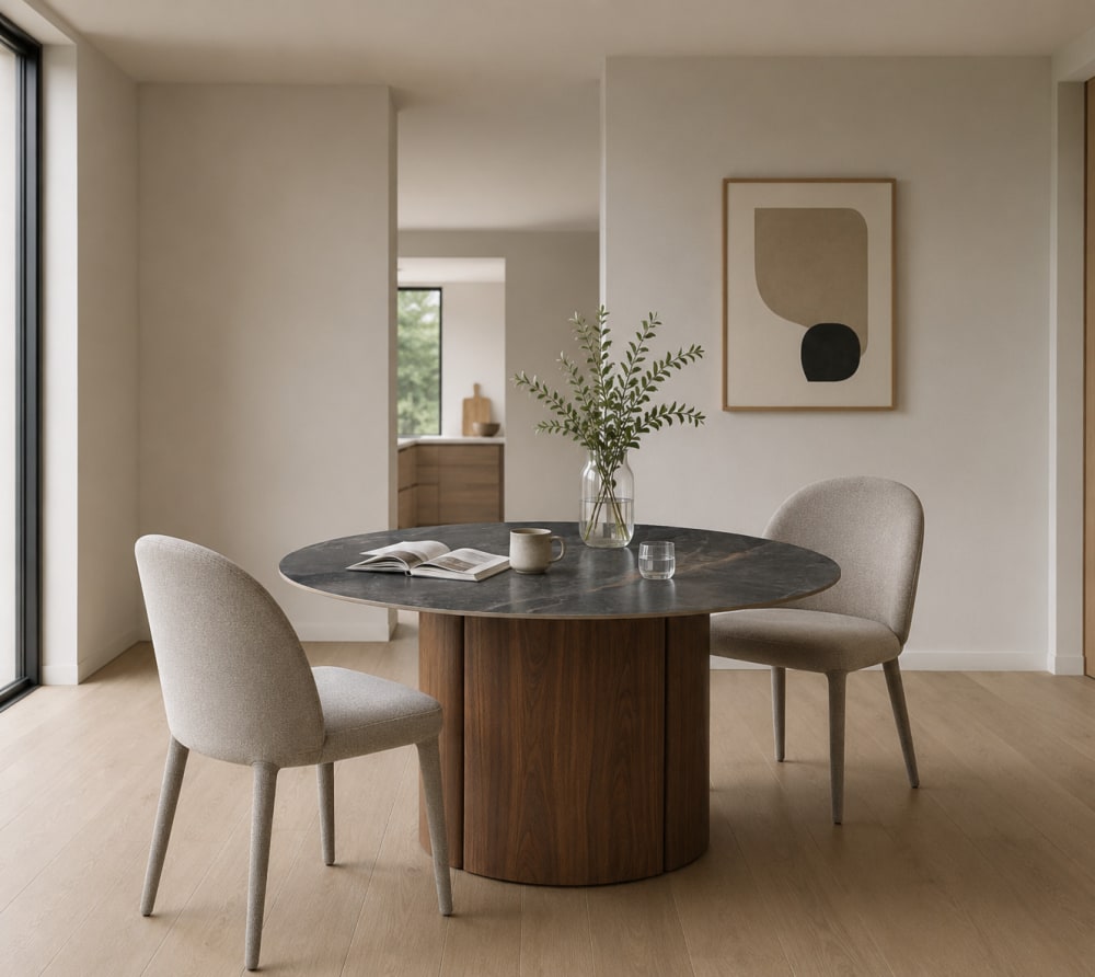 4er-Set gepolsterte Stühle in Beige mit gepolsterten Beinen -