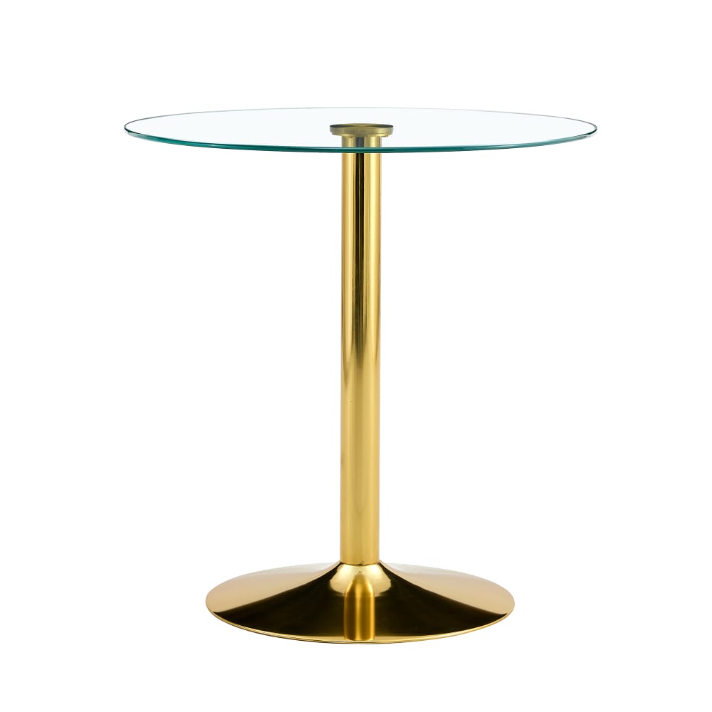 Urban Meuble Runder Bartisch gehärtetes Glas Goldgestell style classic chic Gold Glas