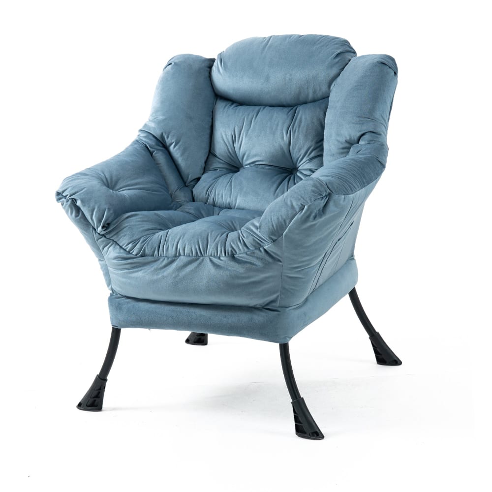 Fauteuil rembouré tissu - bleu clair
