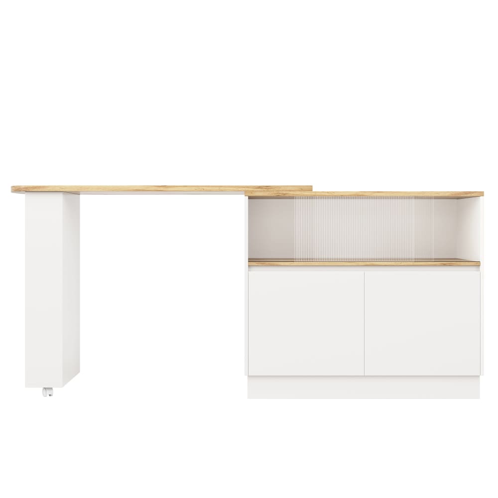 Urban Meuble Kücheninsel Bartisch 360° drehbar Weiß Holz-Optik Weiß Spanplatte