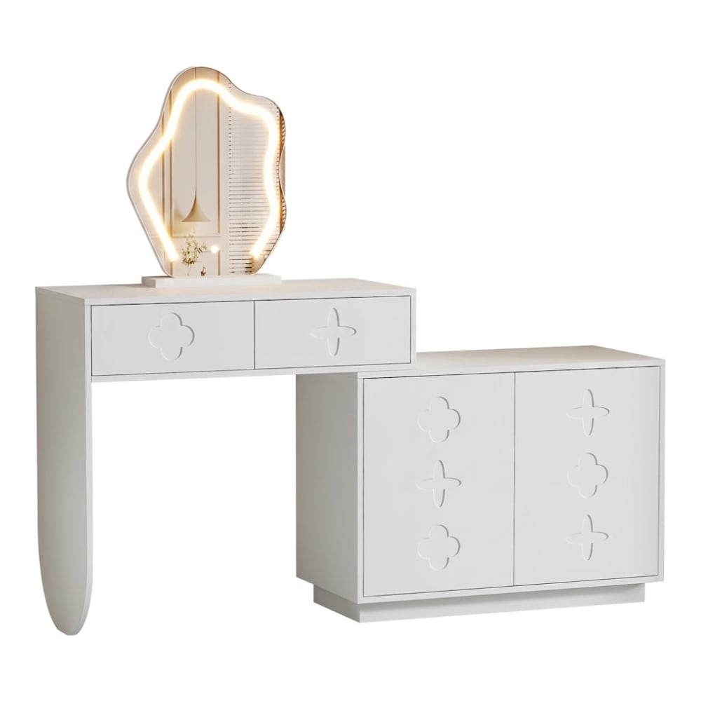 Coiffeuse blanche et - miroir