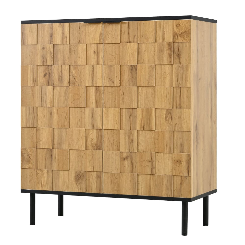Urban Meuble Schuhschrank 80x35x91,5 cm im Schachbrettdesign, Holz-Optik style vintage Beige Spanplatte
