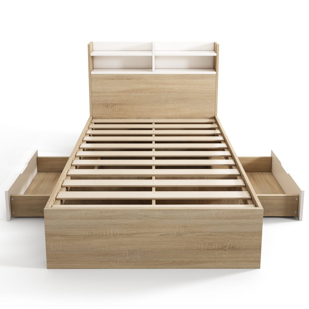 lit simple en bois blanc