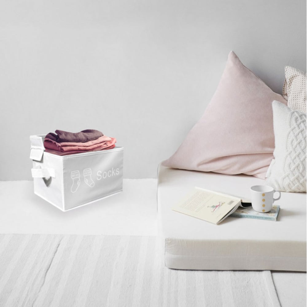Boite pour dressing à couvercle socks blanc — vue 3