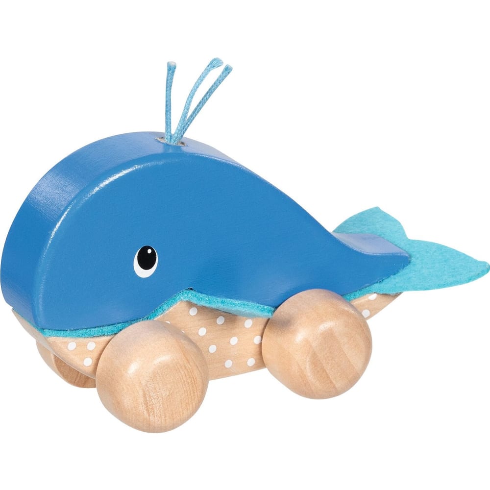 Goki Schiebetier Wal Finnie BLAU HOLZ Baby