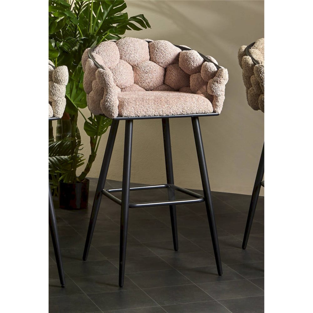 Tabouret de bar à assise bouclette rembourrée