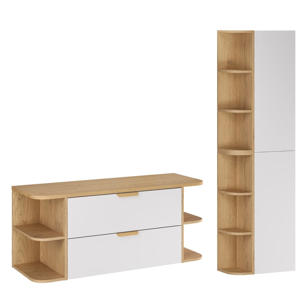 Petits meubles Set Waschtischunterschrank 120cm Laminierte Platten Weiß Weiß Spanplatte